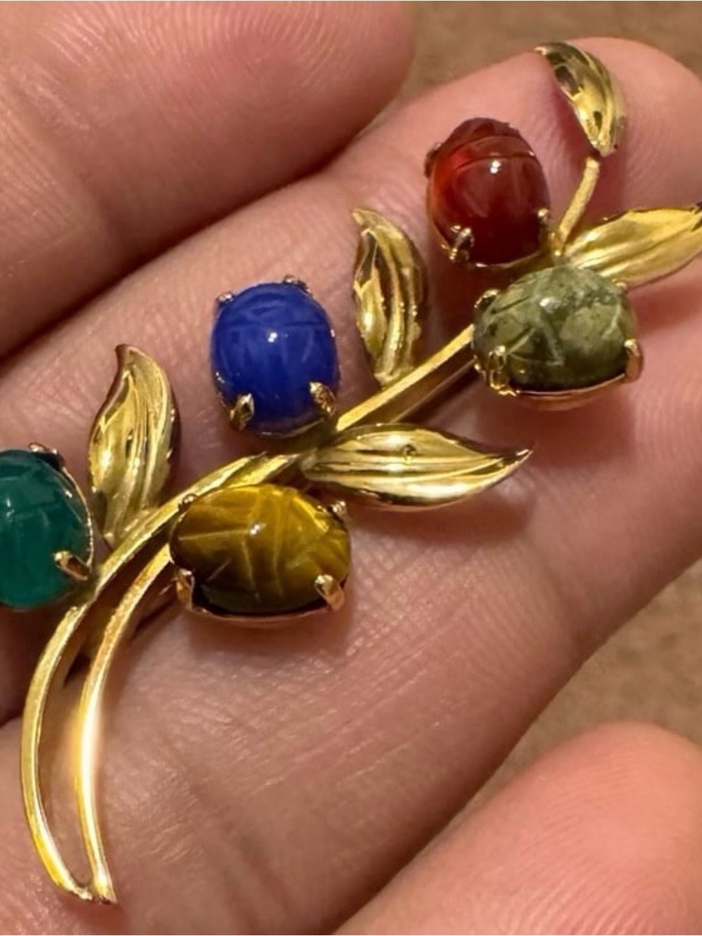 Vintage Beautiful Gold filled Scarabs Brooch